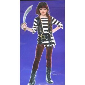 Girls Juniors MED 8 10 Pirate Buccaneer Halloween Full Costume‎ Vest Dress Up